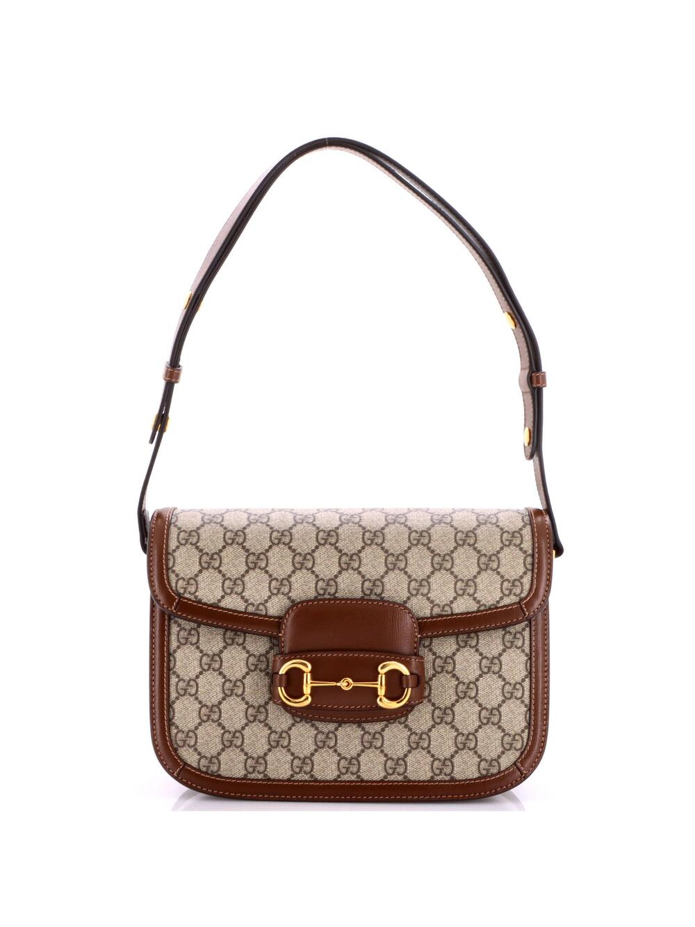Gucci Horsebit Shoulder Bag Gg Coated #348132G21B